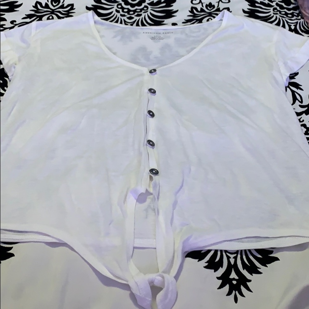 White button-down t-shirt